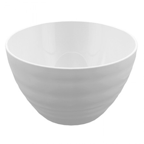 White Melamine Ripple Large Pot 250x250x150mm 4.5 liter T1555